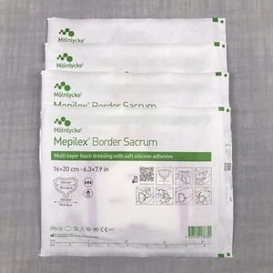 (QTY 4) Mepilex Border Sacrum (Exp 01/2027) 6.3 x 7.9 in Foam Dressing - 282055 - Picture 1 of 6