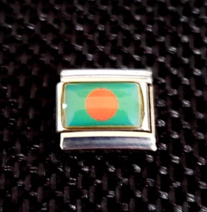 BANDERA NACIONAL DE BANGLADESH Italiano Uberry Dije Eslabón Acero Inoxidable Esmalte 9mm - Imagen 1 de 2