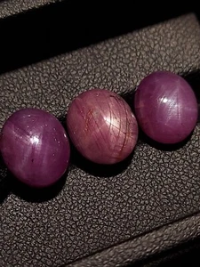 3 untreated star ruby cabochons - natural pink ruby gemstone 18.40 CTS - Bild 1 von 10