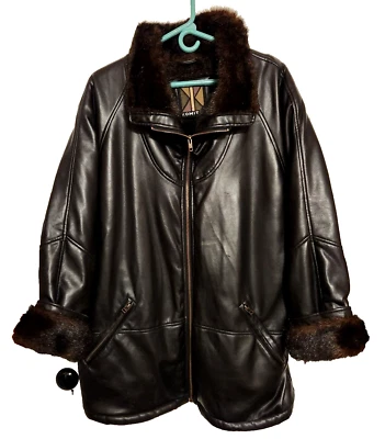 Komitor Womens Jacket Size 18/20W Black Faux Leather & Faux Fur Lined *MKS READ! - Image 1 of 4