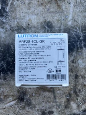 Lutron Maestro Vive Wireless CFL LED MLV Dimmer MRF2S-6CL-GR Grey - Image 1 of 3