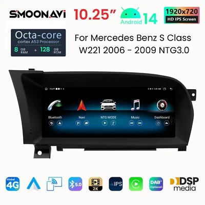 10.25" Android 14 128GB Autoradio GPS 4G For Mercedes Benz S-Klasse W221 NTG 3.0 - Bild 1 von 4