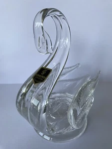 LOVELY VINTAGE 6” EDINBURGH CRYSTAL SCOTLAND SWAN GLASS PAPERWEIGHT ORNAMENT - Picture 1 of 8