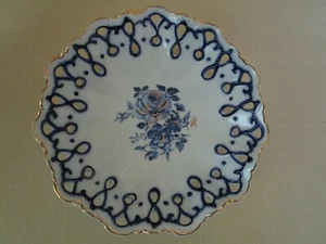 Marta Marzotto signierte blau-weiße Schale mit Goldakzenten Originalkarton mit Signatur - Bild 1 von 8