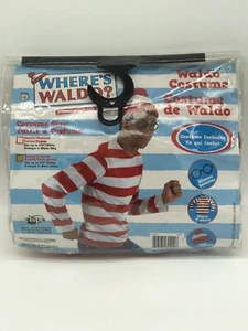 Where's Waldo - Shirt Hat and Glasses - Adult XL Halloween Costume Party - Picture 1 of 4