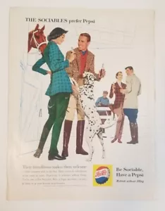 1960's Pepsi Cola, Vintage Magazine Print Ad. Dalmatian, Horse. - Picture 1 of 1