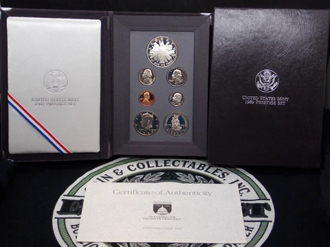 1989 "S" U.S. Mint PROOF Silver PRESTIGE Set "CONGRESS" Box & COA (7 Coin) ECC&C Cover