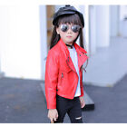 Neuf cool enfants filles motard moto cuir PU veste manteau vêtements fermeture éclair revers