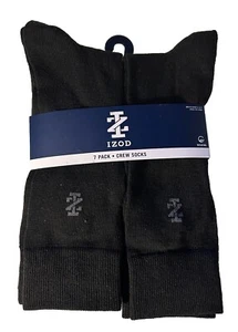 Izod Crew Socks Men 6-12.5 Shoe Size Black 7 Pairs Poly-Spandex Wicking - Picture 1 of 2