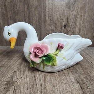 Maceta/plato de dulces de porcelana Capodimonte Swan - Hecho en Italia LEER DESCRIPCIÓN - Imagen 1 de 7