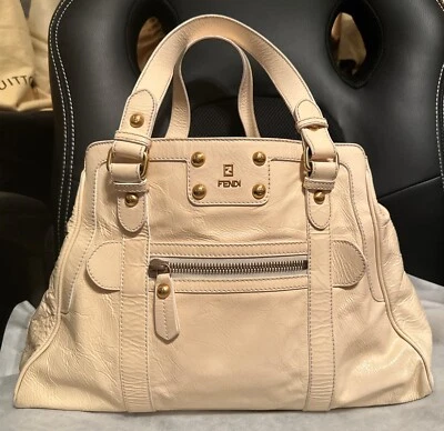 Authentic FENDI Cream White Patent Leather Large Tote/Shoulder Bag - Image 1 of 4