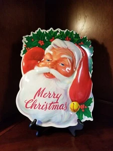 VTG Molded Plastic Santa Merry Christmas Wall/ Door Decoration 12.25" Tall EUC - Picture 1 of 6