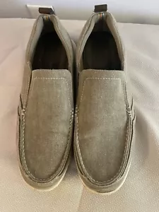 Margaritaville Marina Men's Canvas Size 11.5 Slip On's Khaki Boat Shoes - Picture 1 of 6