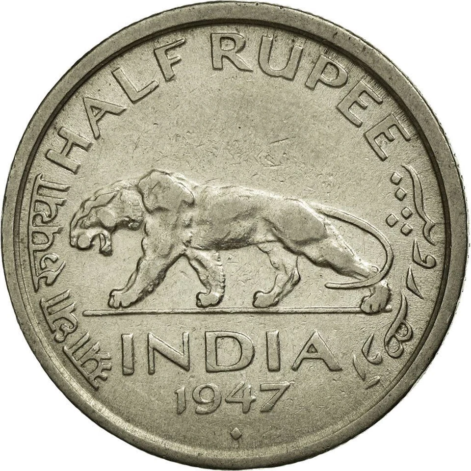 India - British | 1/2 Rupee Coin | King George VI | Km:553 | 1946 - 1947 - Image 1 of 4