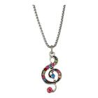 Chain Treble Clef Music Pendant Stainless Steel 23" Rounded Box Link Chain