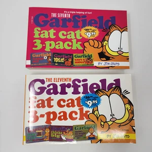 Vtg Lot 2 Garfield Fat Cat 3 Pack Books 7th & 11th Sets 1st Editions Jim Davis - Picture 1 of 15