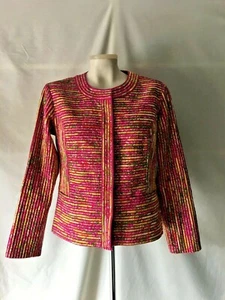 Sz 4 S Chico's Annabelle Pink Striped Blazer Sugarberry Dream Chico's Sz 0 - Picture 1 of 4