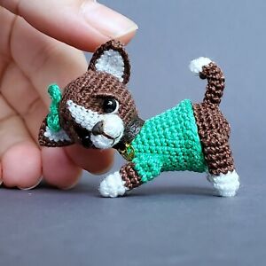 Mini crocheted chihuahua dog. Dollhouse miniature. Doll pet. Microtoysby