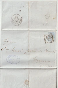1881 LONDON GEOMETRIC SQUARED CIRCLE 2½d BLUE PL 21 HEATH & Co LETTER TO ITALY - Picture 1 of 2