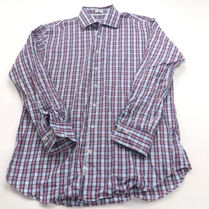 Peter Millar Large 100% Cotton Mens Button Long Sleeve Check Plaid Dress Shirt - Picture 1 of 9