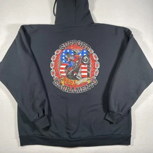 Support Red & White Sacramento Hoodie Mens 2XL Black Full Zip Motorcycle Biker - Picture 1 of 11