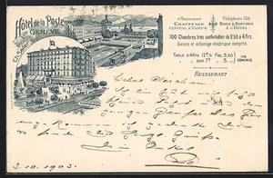 Lithographie Genève, Hotel de la Poste, Ch. Sailer 1903 - Bild 1 von 2
