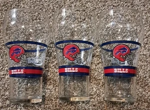 Vintage Buffalo Bills set di 3 bicchieri Coca-Cola 12 oz trasparenti NFL Football Go Bills - Foto 1 di 2
