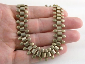 Vintage Gilt Sterling Silver Fringe Design Chain Necklace 25.3g 14 Inch Length - Picture 1 of 23