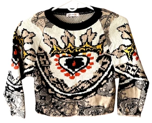 Suéter de mezcla de lana AldoMartins para mujer talla XS beige multicolor patrón inusual - Imagen 1 de 9