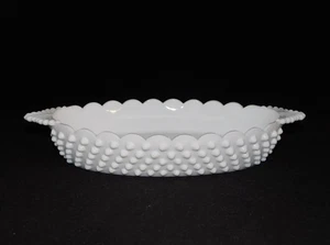 FENTON MILK GLASS HOBNAIL NON-DIVIDED RELISH - Picture 1 of 7