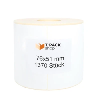 Thermo Etiketten auf Rolle 76 x 51 mm selbstklebend - für Zebra, Brother Drucker - Bild 1 von 4