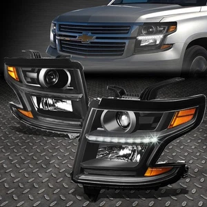 FOR 15-20 CHEVY TAHOE SUBURBAN BLACK/AMBER CORNER LED DRL PROJECTOR HEADLIGHT - Picture 1 of 6