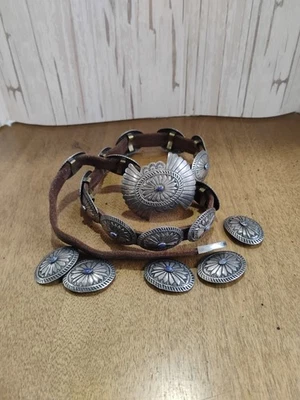 Cinturón caracola de plata mexicana estampada 925 con piedras de lapislázuli 30" Bin1 Foto 1 de 4