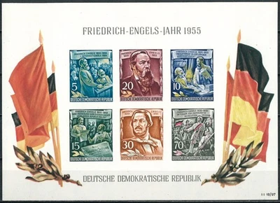ALEMANIA RDA 1955 Minishoja - El año de Friedrich Engel 1955 - SIN USAR/MH Foto 1 de 2