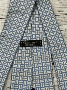 Corbata Charvet Hecha en Francia Azul Plata Tejida Cesta Seda Lujo 60x3.75 - Imagen 1 de 7