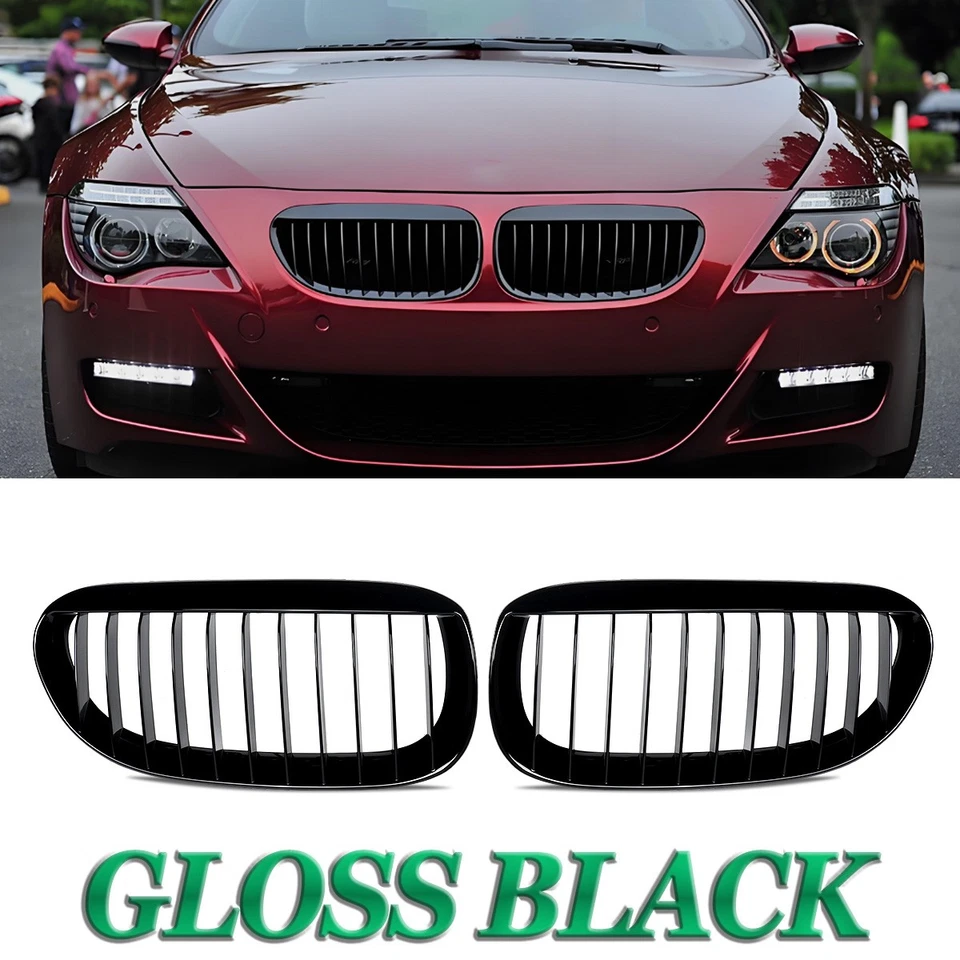 Gloss Black Grill For BMW E63 E64 M6 645Ci 650i 2D 2004-2010 Front Kidney Grille - Изображение 1 из 4