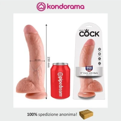 King Cock grosso dildo fallo realistico non vibrante con testicoli ventosa 23 cm - Immagine 1 di 3