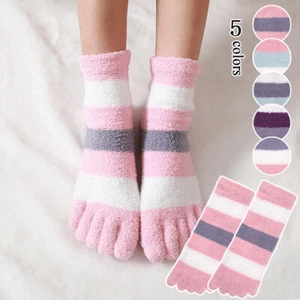 3/2 Stück Dicke Warme Fünf-Finger-Socken Schlafsocken Plüsch-Korallen-Fleece- с - Bild 1 von 17