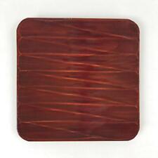 Japanese Lacquered Wooden Meimeizara Square Plate Vtg Carved Pattern Brown L37