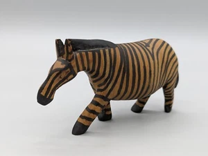 Vintage Hand Carved Wooden Wood Painted African Zebra 6.5" Figure Home Decor - Picture 1 of 10