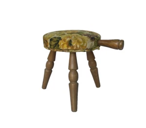 Antique 3 Legged Milking Stool Solid Wood with Handle Vintage - Picture 1 of 3