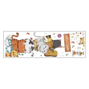 Nordic Cartoon Naughty Cat Pyramid Wall Stickers Children's Room Wall Decora _pw - Imagen 1 de 7