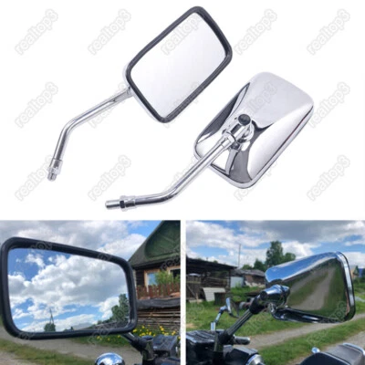 For kawasaki Vulcan VN 500 800 900 1500 1600 Chrome Rectangle Motorcycle Mirrors Foto 1 de 4