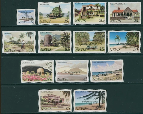 Nevis Scott #169-181 MNH OVPT INDEPENDENCE 1963 on 1961 Issue CV$4+ 396300 Cover