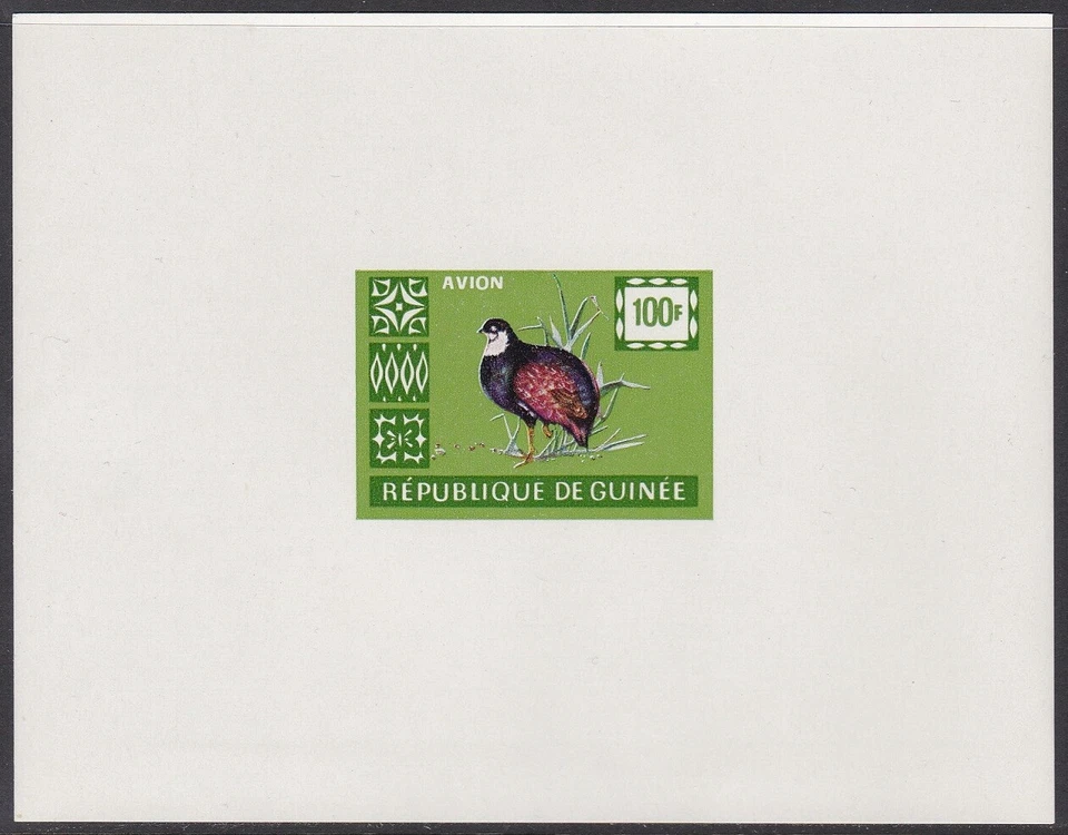 Guinea 1962 100fr, Wildlife, Fauna, Bird, Unissued Green Deluxe Proof - Image 1 of 1