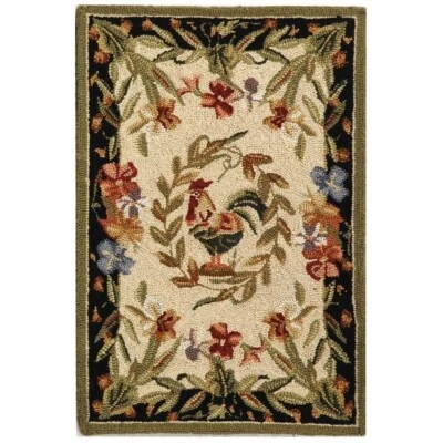 SAFAVIEH Chelsea HK92A Hand-hooked Creme / Black Rug - Image 1 of 4