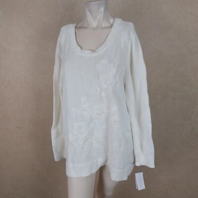 Suéter Blanco Invierno Adornado Tonal Style & Co Talla L__NUEVO CON ETIQUETAS_ R13C2 Foto 1 de 4