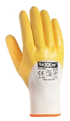 12 - 288 Nitril Arbeitshandschuhe Nitrilhandschuhe Gartenhandschuhe Gelb Texxor  - Bild 1 von 4
