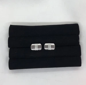 Elegant Style Cufflinks Black Silver Fat Rectangle - Picture 1 of 1