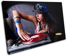 Girl Decks Turntables DJ Club SINGLE CANVAS WALL ART Picture Print VA